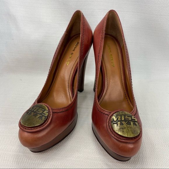 Rare Miss Sixty Leather Platform High Heels 4.5” Dusty Rose Pink Size 37 / 6.5 - Picture 2 of 14